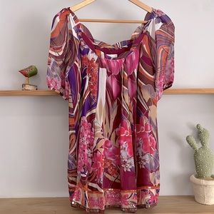 ECI New York Silk Floral Print Top, Size 8